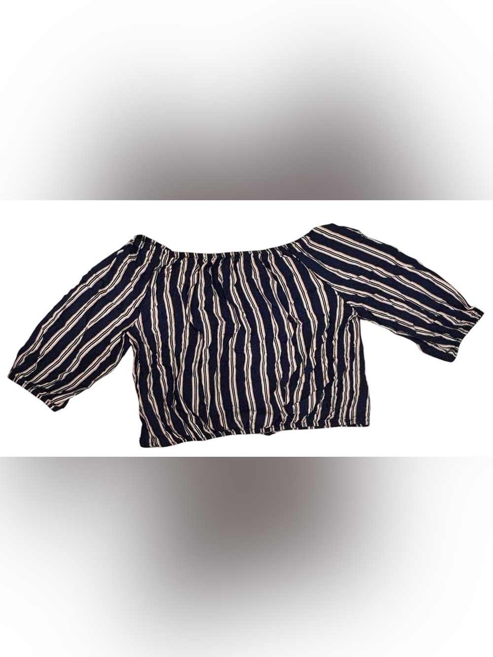 NWT Urban Heritage Navy Stripe Off Shoulder Crop Top Size Medium Boho